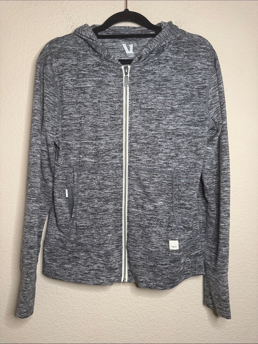 Vuori Marled Charcoal Full-Zip Hoodie Jacket